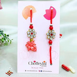 Pair Rakhi - Big Red Flower Design