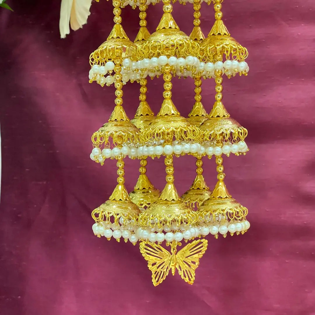 Golden Ghungroo Antique Dome Bridal Kaleera - Customised with Butterfly Motifs