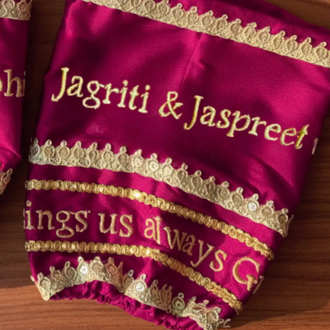 Blessings Always Guruji Pink Chooda Cover – Satin Bridal Ceremony Accessory