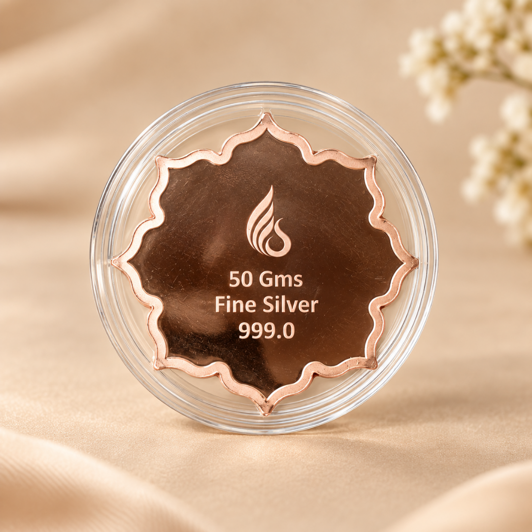 Lotus In Hand, Rose Gold, Lotus Shape - Set of 2 Coins (50 g Each, Total 100 g)