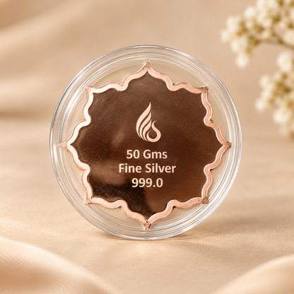 Lotus In Hand, Rose Gold, Lotus Shape - Set of 2 Coins (50 g Each, Total 100 g)