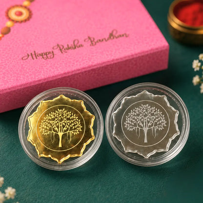 Elegant Twin 999 Pure Silver Coin Gift Set for Rakhi