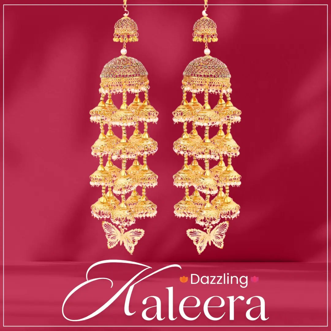 Golden Ghungroo Antique Dome Bridal Kaleera - Customised with Butterfly Motifs