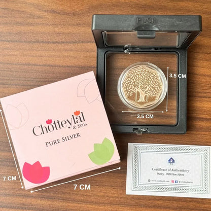 Banyan Tree, Silver, Octagon Shape, Rose gold finish, 5 gm, 999 Purity Silver Coin - Ready To Ship