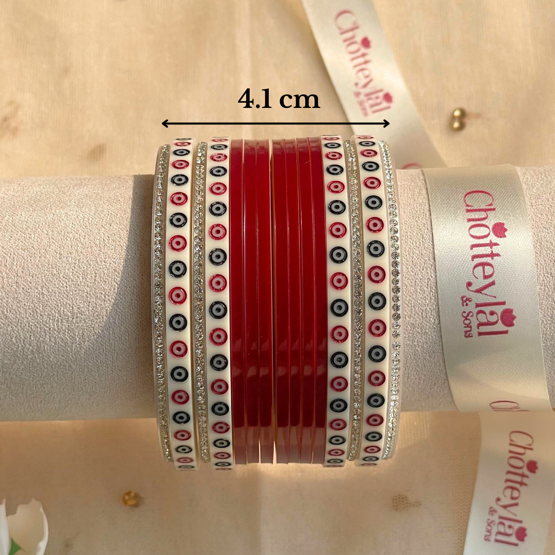 Pure Pearl Classic Heritage Diamond Maroon Chooda – Set of 11