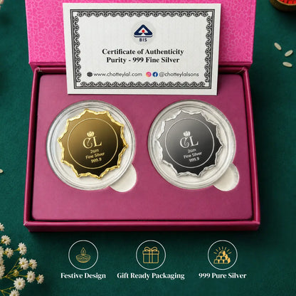 Elegant Twin 999 Pure Silver Coin Gift Set for Rakhi