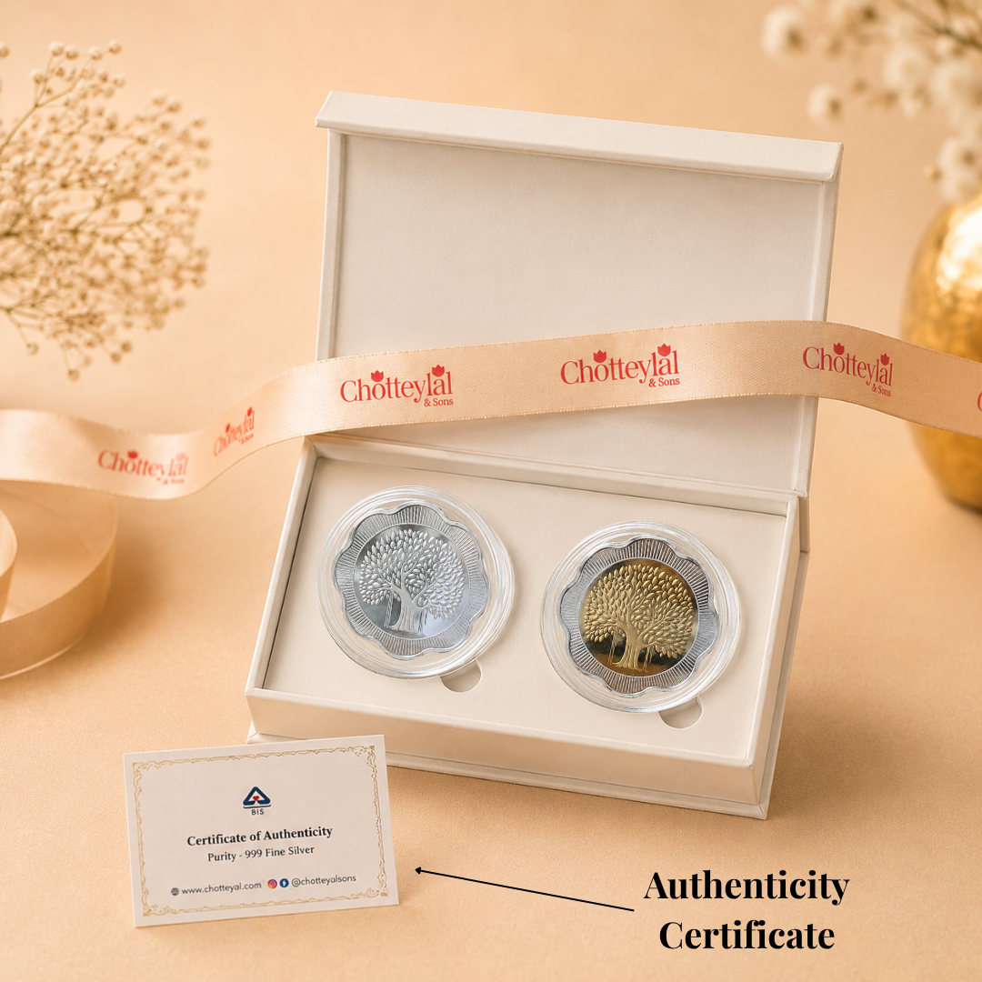 Two Roots – Gold & Silver Floral Coin Set, 50g Each