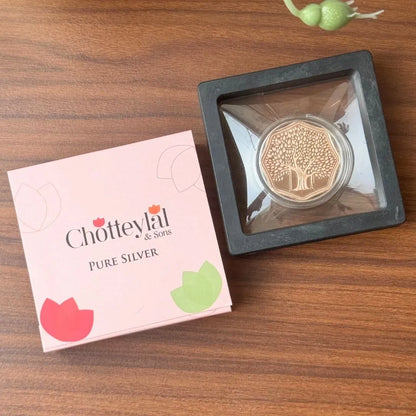 Banyan Tree, Silver, Octagon Shape, Rose gold finish, 5 gm, 999 Purity Silver Coin - Ready To Ship