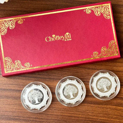 Banyan Tree, Star Shape, 15 gm,999 Purity Silver Coin with Red Box