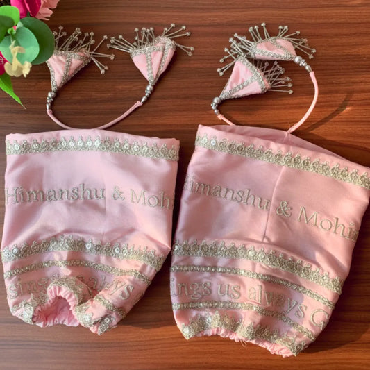 Blessings Always Guruji Baby Pink Chooda Cover – Customizable Satin Bridal Cover