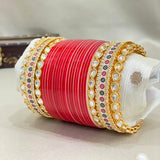 Pure Pearl Golden Glamour Kundan Red Chooda