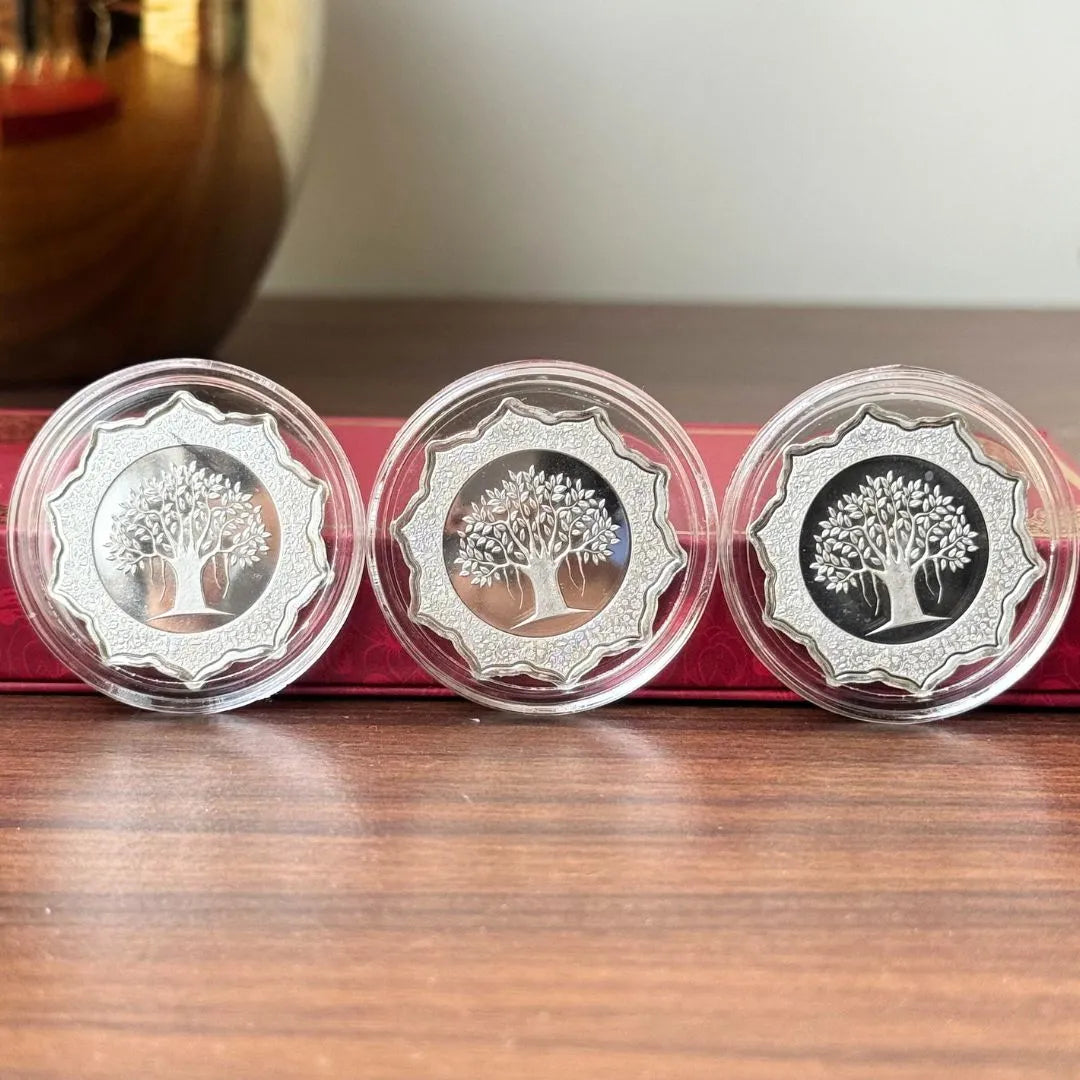 Banyan Tree, Star Shape, 15 gm,999 Purity Silver Coin with Red Box