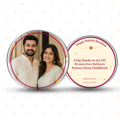 My Delivery Partner Before Delivery Apps – Personalised Photo Silver Coin Raksha Bandhan Gift
