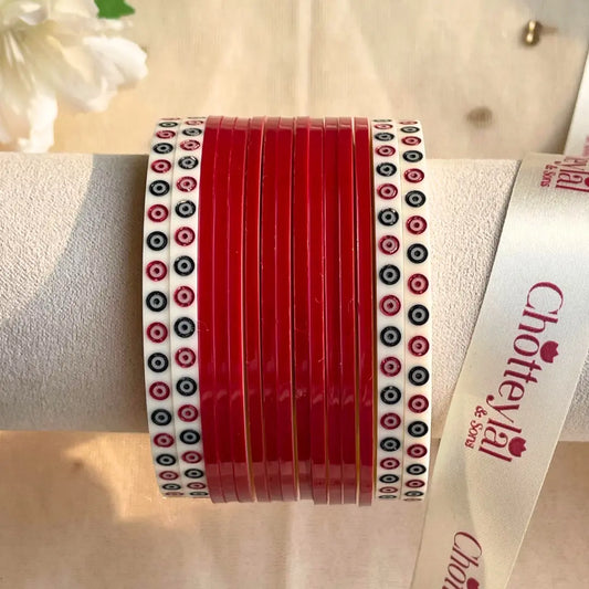 Pure Pearl Classic Heritage Diamond Dark Red Chooda Set of 15