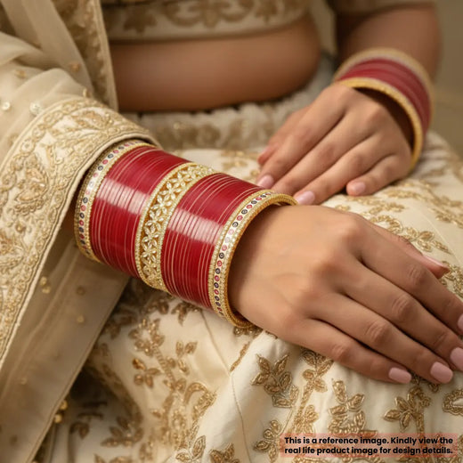 Pure Pearl Golden Radiance Diamond Dark Red Chooda Set of 31
