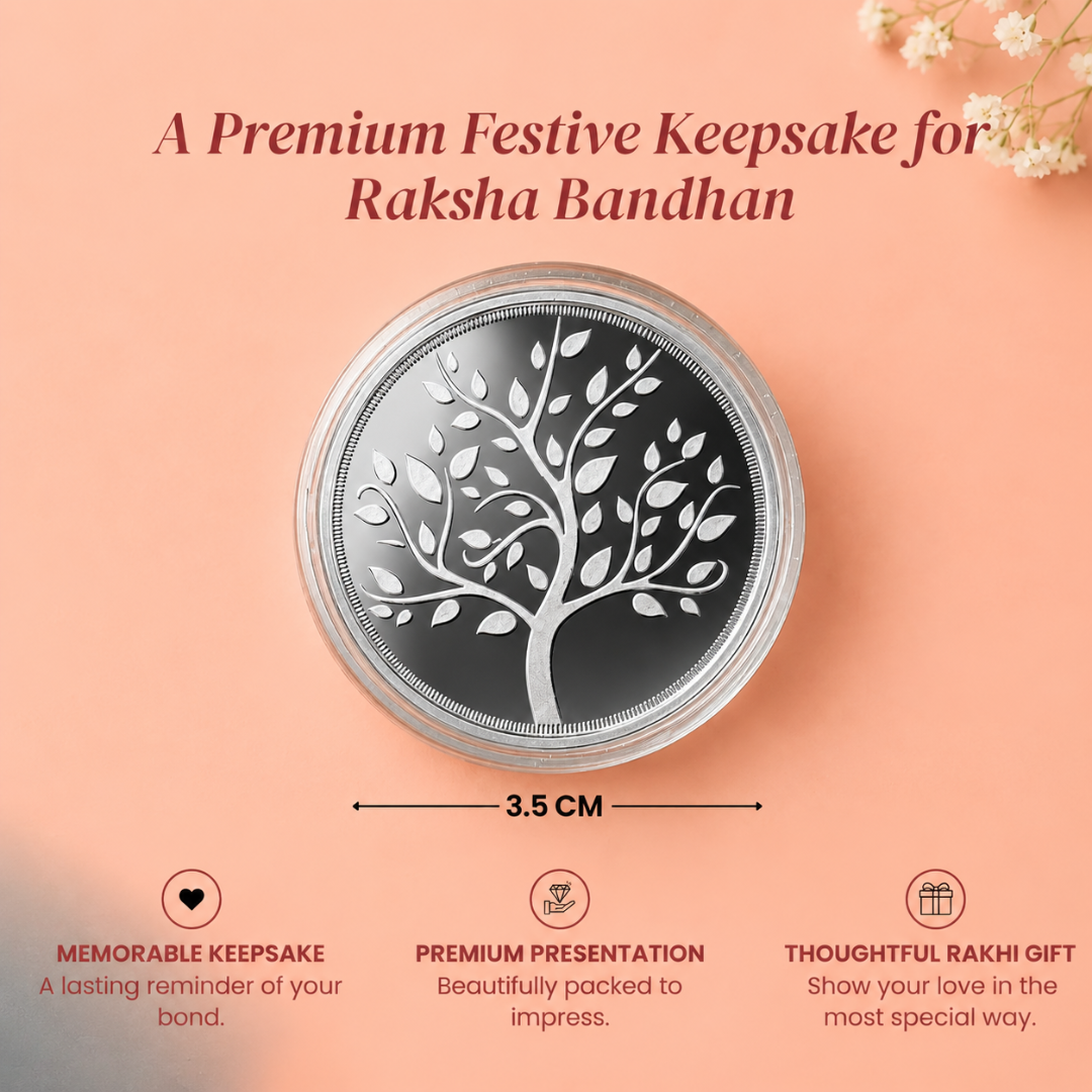 Banyan Tree 1g Silver Coin Rakhi Gift