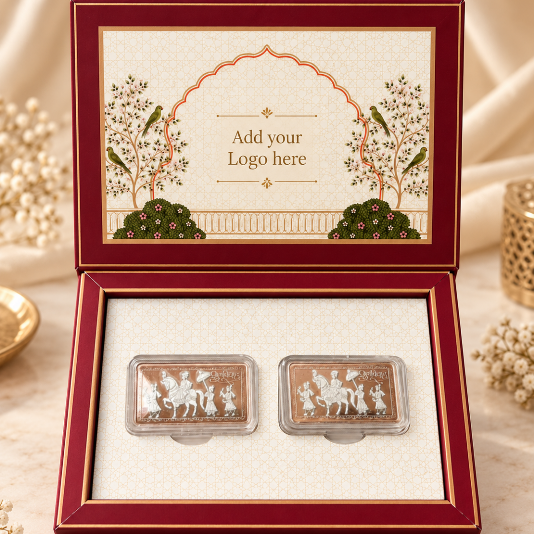 Baraat Silver Coin Gift Box Set of 2 | 999 Pure Silver Coins (10g Each)