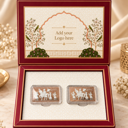 Baraat Silver Coin Gift Box Set of 2 | 999 Pure Silver Coins (10g Each)
