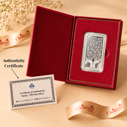 Leaf In Hand Blessings - 999 Silver Bar Coin, Single (Multiple Weights)