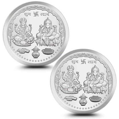 999 Pure Laxmi Ganesh 20 Silver Coin Set With Red Box