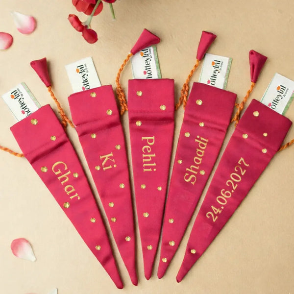 Dark Pink Mehendi Cone Cover -  Customise Name, Text, Initials, Etc.