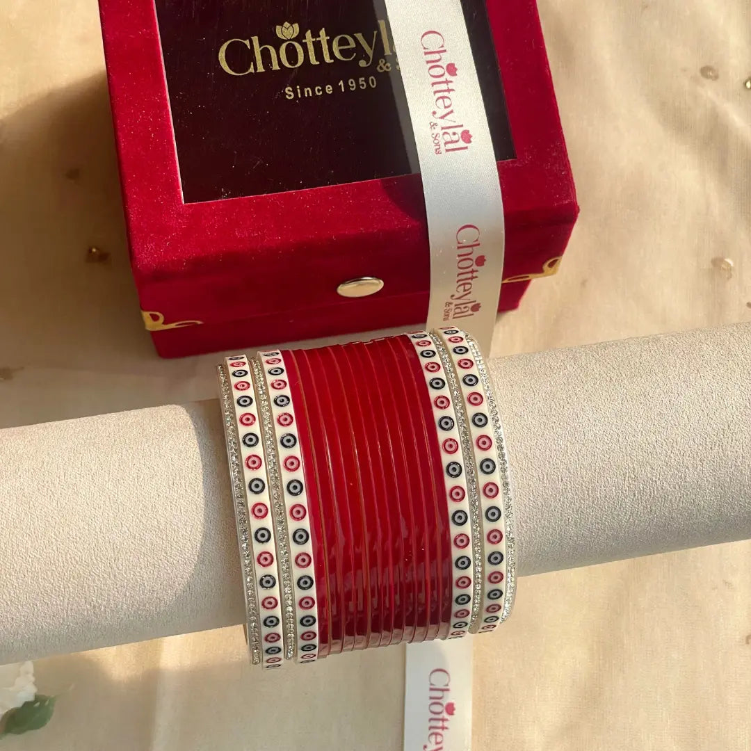 Pure Pearl Classic Heritage Diamond Maroon Chooda Set of 5