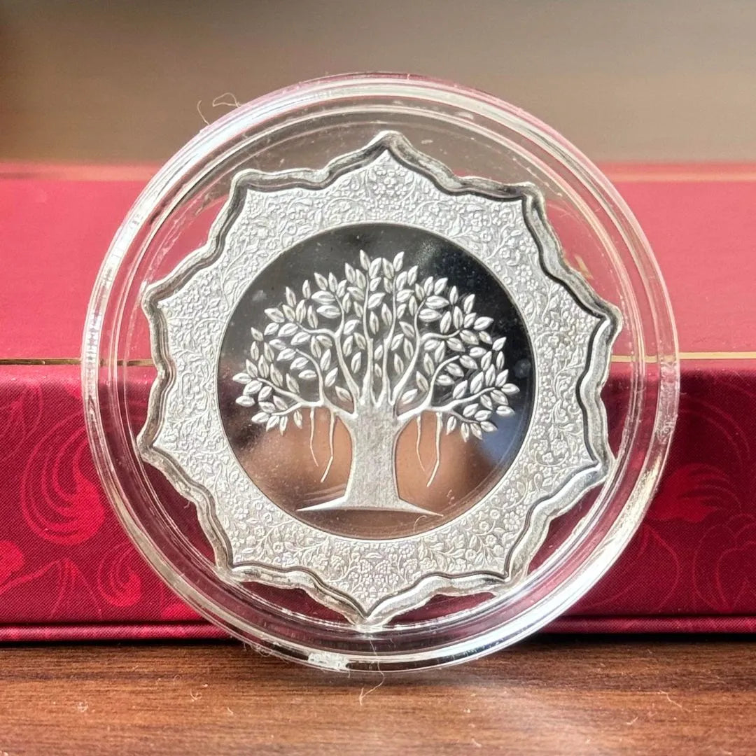 Banyan Tree, Star Shape, 15 gm,999 Purity Silver Coin with Red Box