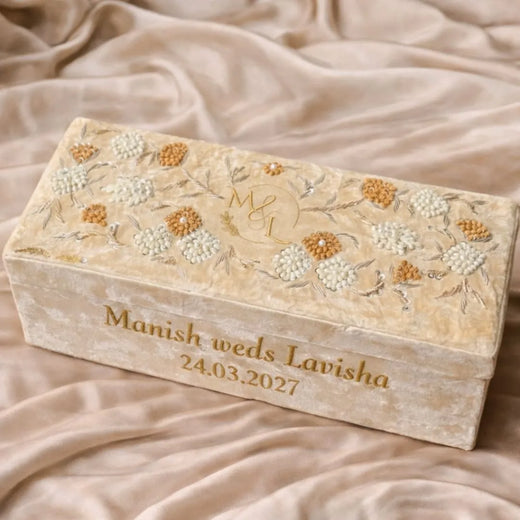 Ivory Designer Bridal Chooda Box – Personalised Logo With 2 Line Text