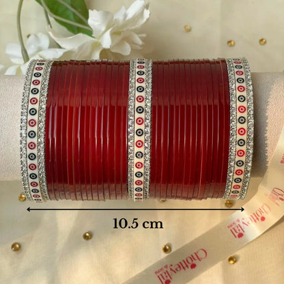 Pure Pearl Classic Diamond Maroon Chooda Set of 31