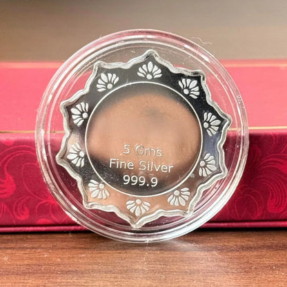 Banyan Tree, Star Shape, 15 gm,999 Purity Silver Coin with Red Box