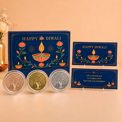 Shubh Deepawali - 9g Banyan Tree Round Set - Add Logo/Message