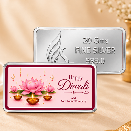 Diwali Utsav 20g Custom Silver Bar - Add Your Name/Company