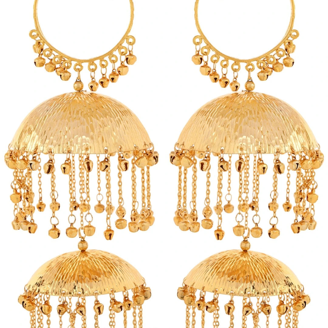 Golden Triple Dome Ghungroo Motifs Bridal Kaleera