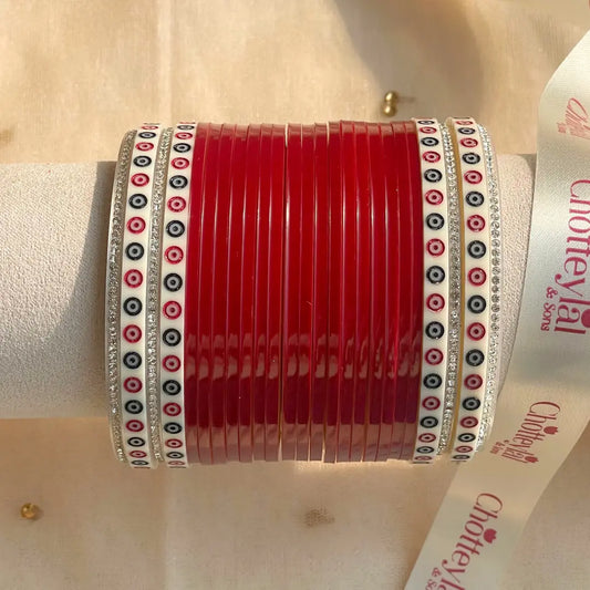 Pure Pearl Classic Heritage Diamond Maroon Chooda Set of 21