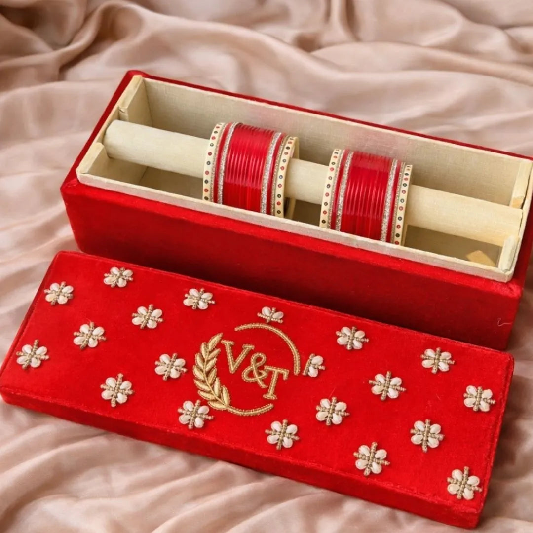 Luxury Logo Custom Chooda Box Designed for Traditional Indian Weddings
