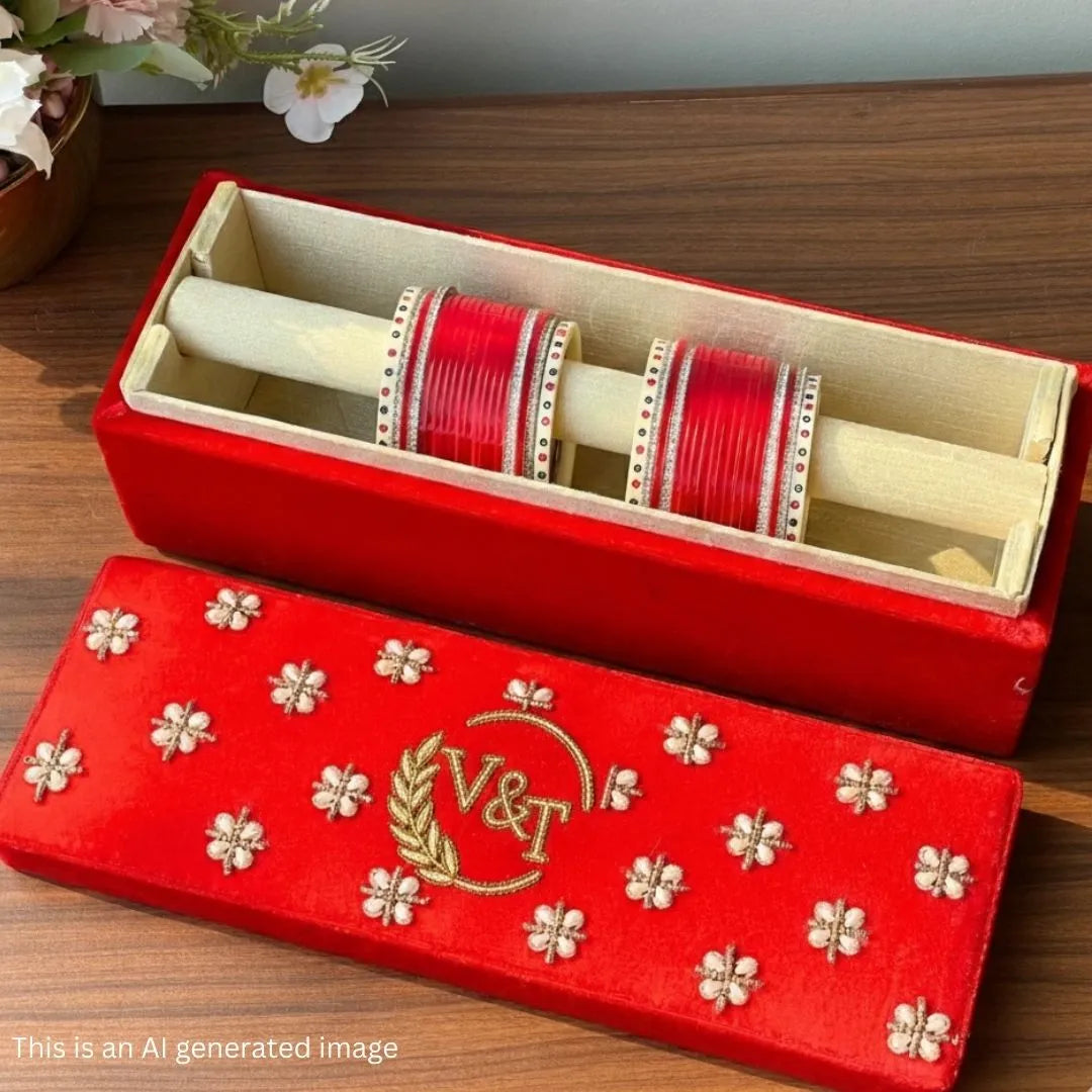 Luxury Logo Custom Chooda Box Designed for Traditional Indian Weddings