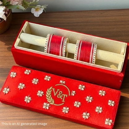 Luxury Logo Custom Chooda Box Designed for Traditional Indian Weddings