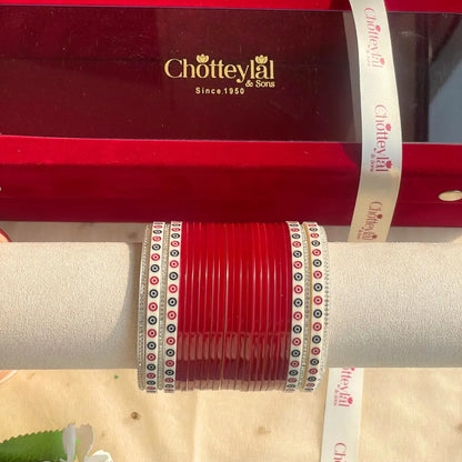 Pure Pearl Classic Heritage Diamond Maroon Chooda Set of 21