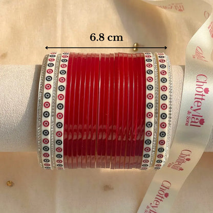 Pure Pearl Classic Heritage Diamond Maroon Chooda Set of 21