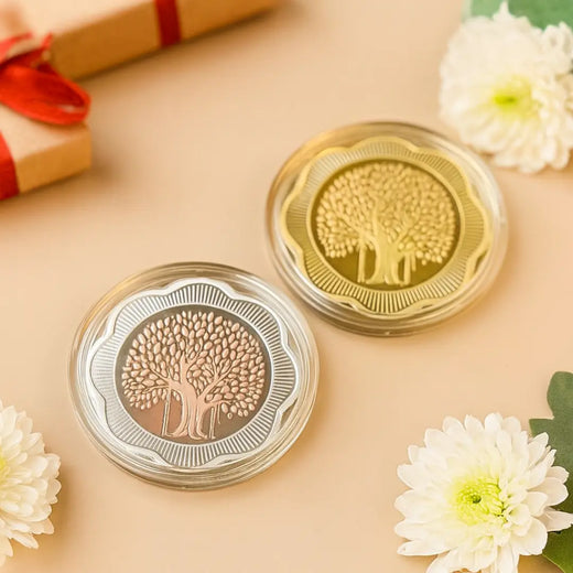Banyan Tree, Floral Shape, Set of 2 Coins (20 g Each)