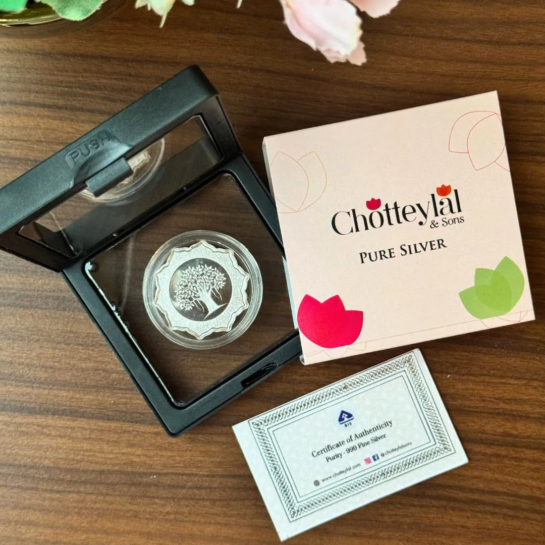 Banyan Tree, Star Shape, 5 gm,999 Purity Silver Coin