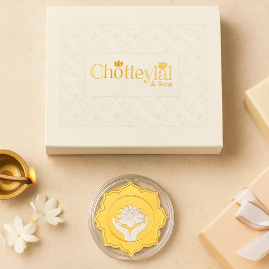 Lotus In Hand, Lotus Shape, Single (25 Gram), 999 Purity Silver Coin - Ready To Ship