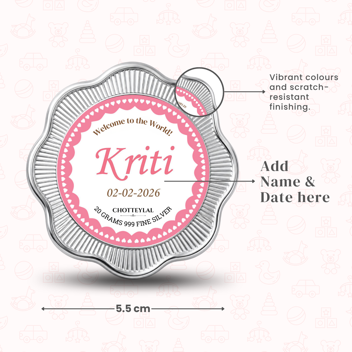 It's A Girl Silver Coin For Baby Announcements - Add Photo & Name