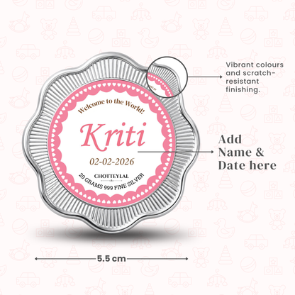 It's A Girl Silver Coin For Baby Announcements - Add Photo & Name
