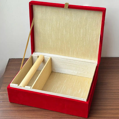 Red Velvet Chooda Box With Ik Onkar Motif & Patterned Design