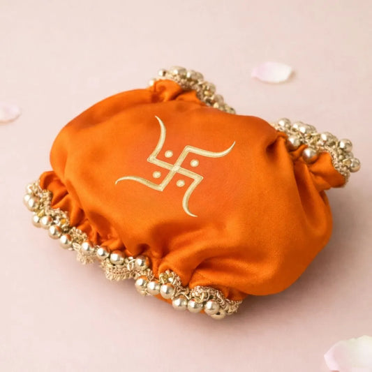 Swastik Premium Orange Gaana Cover for Wedding Ceremonies