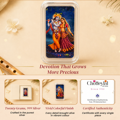 Shri Radha Krishna Ji, UV Printed, Bar Shape, Single (10 g)