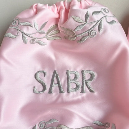 Sabr Shukr Baby Pink Chooda Cover – Premium Satin Bridal Essential
