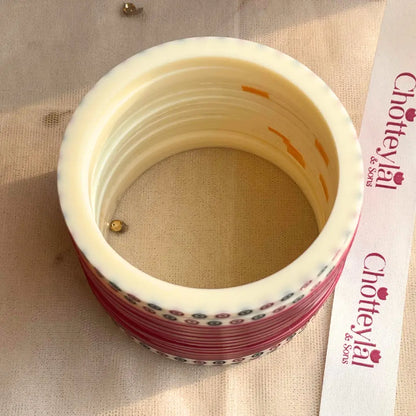 Pure Pearl Classic Heritage Diamond Dark Red Chooda Set of 15