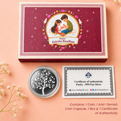 Banyan Tree 1g Silver Coin Rakhi Gift